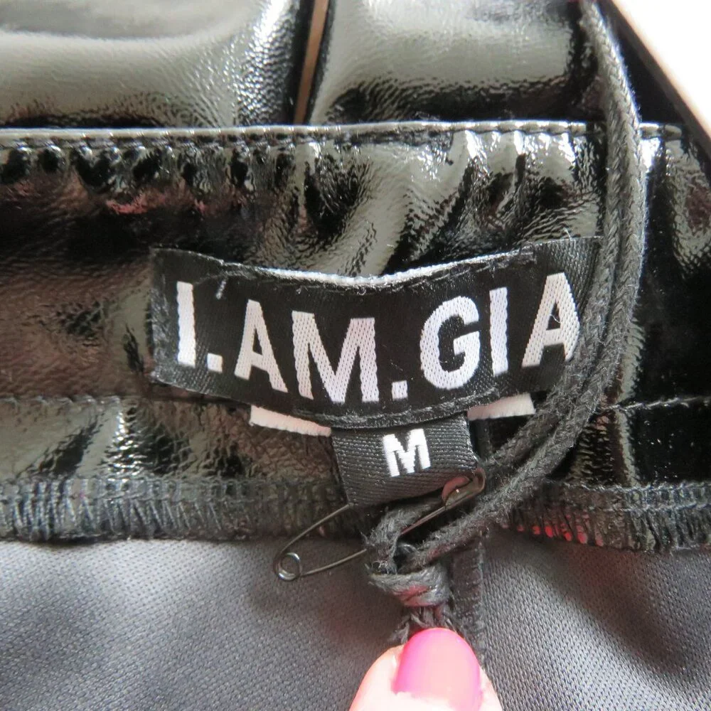 I.AM.GIA Nikole Black Faux Vegan Patent Leather Pants - Women's Size M NWT - Picture 15 of 16